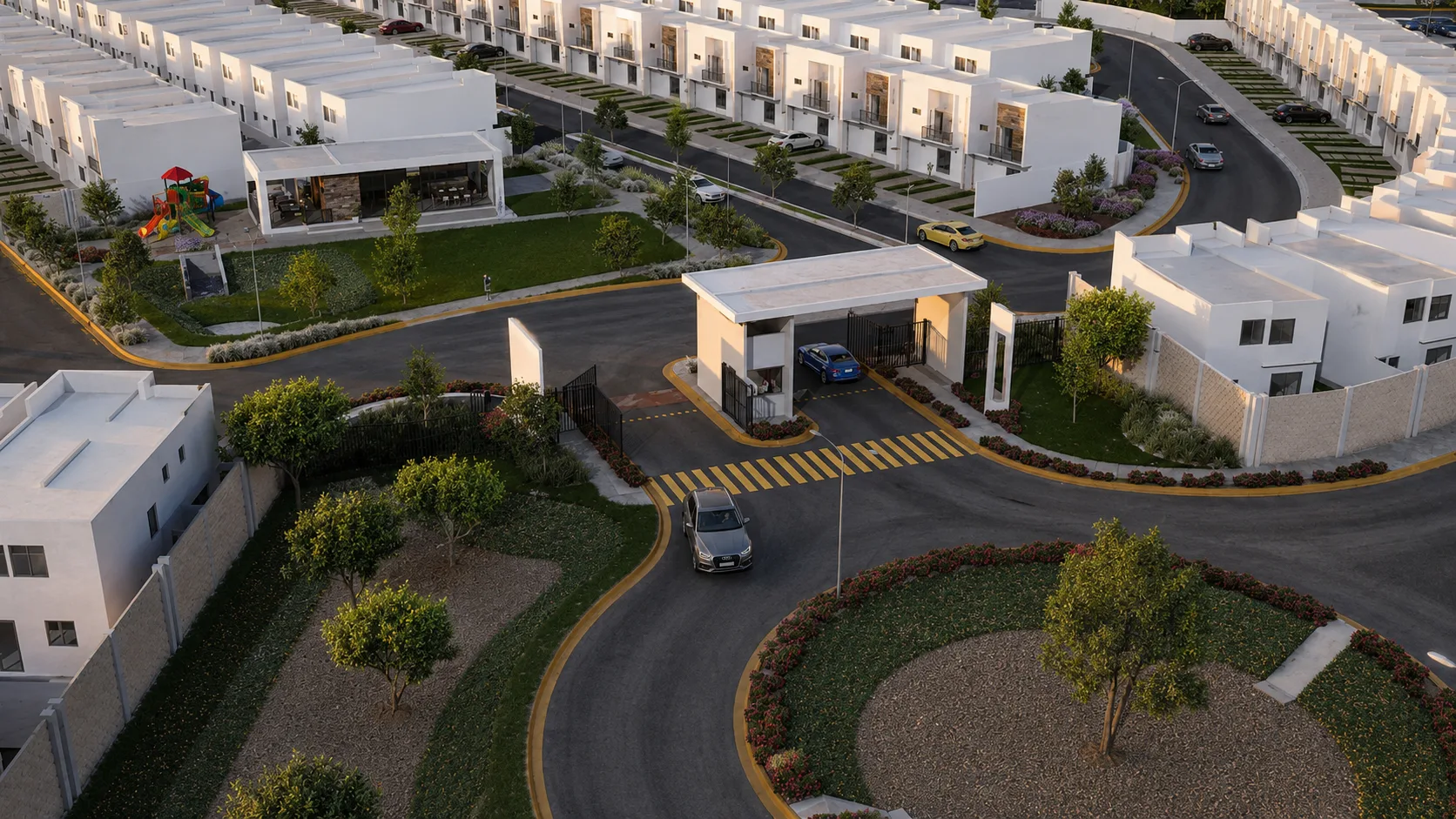 Vista aérea de fraccionamiento administrado por VERTEX RESIDENCIAL